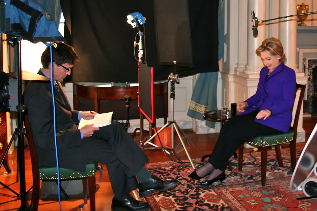 Interview setup with Secretary Clinton
