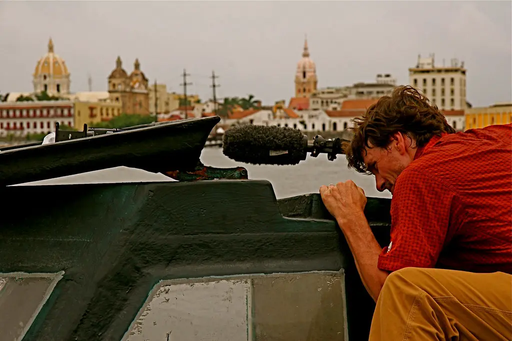 Filming from a boat in Cartagena