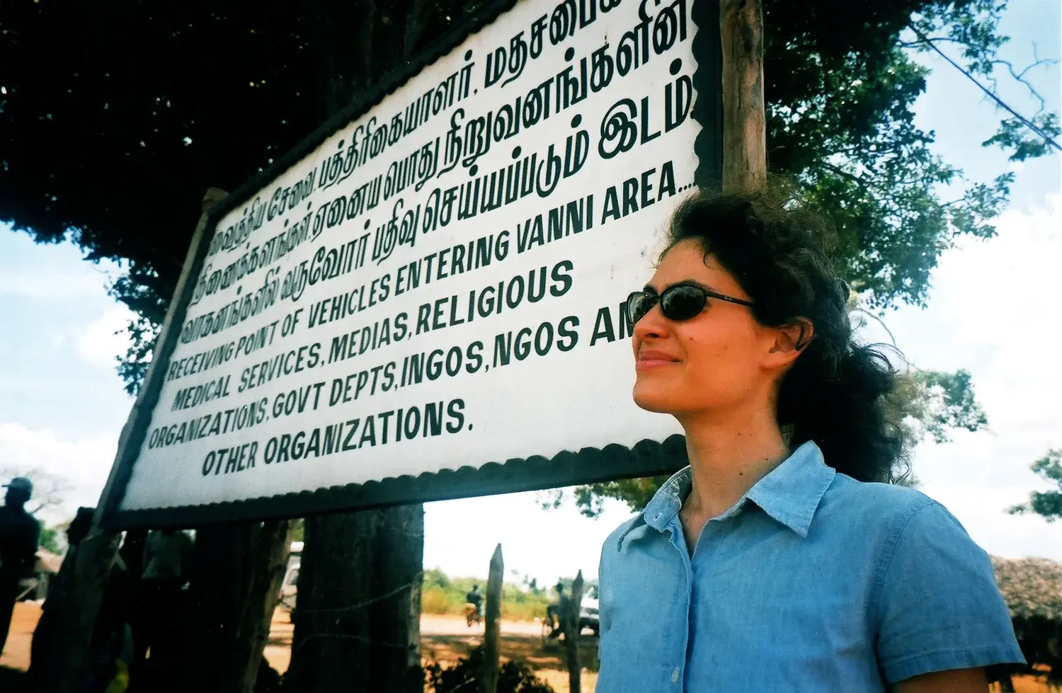 Daphna at a checkpoint entering the Vanni area in Sri Lanka