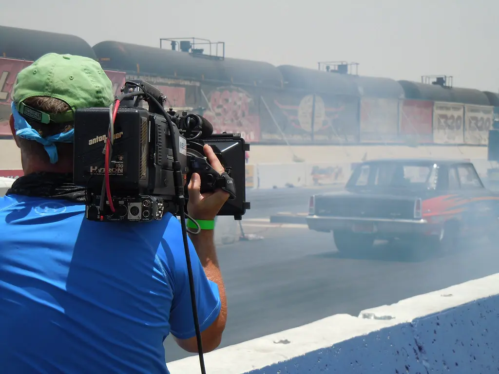 Shooting drag racing on the track