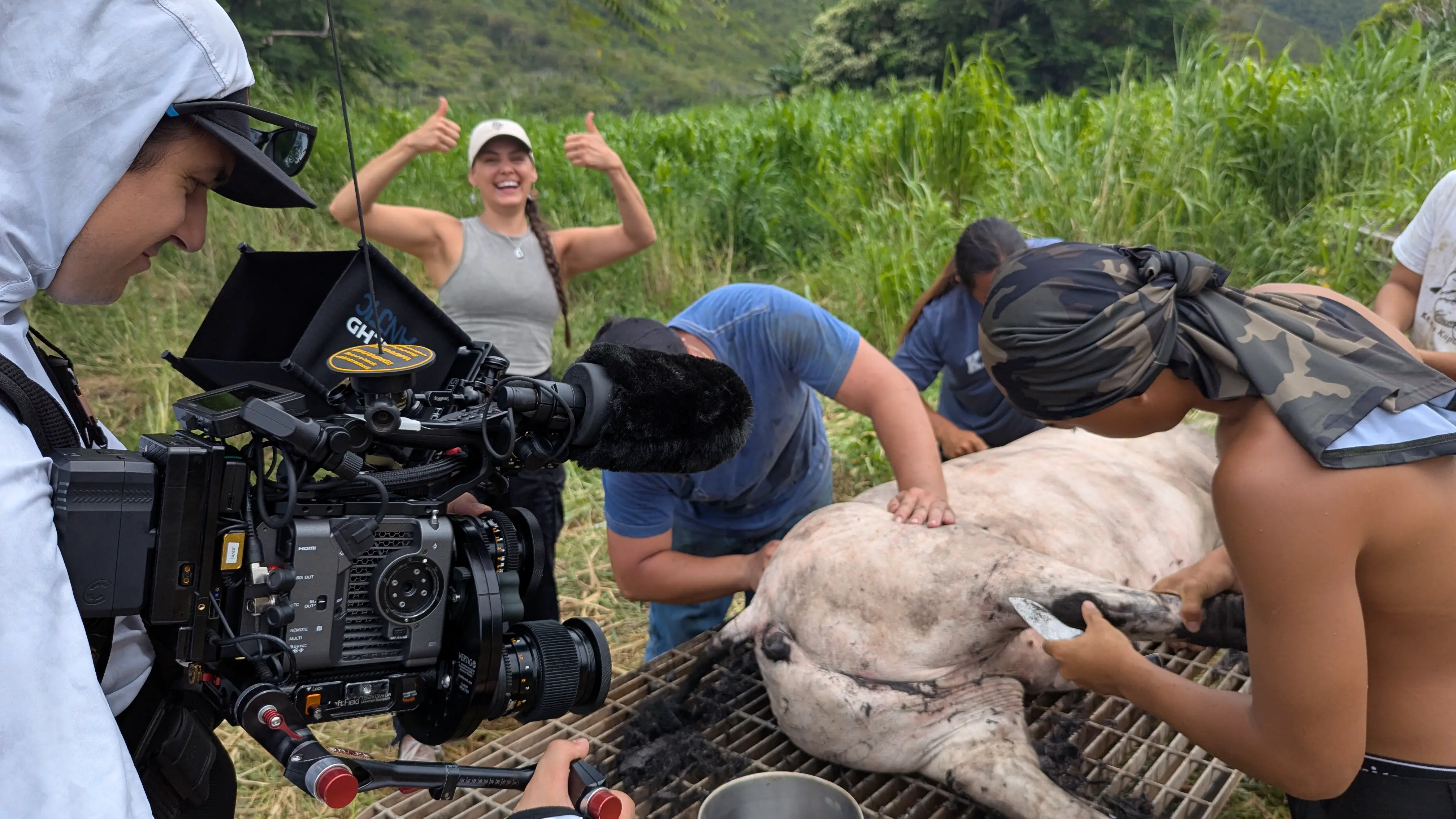 Filming on location in Hawaii