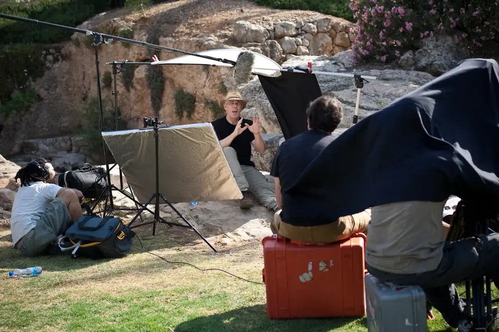Directing an outdoor interview in Israel