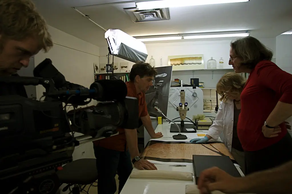 Filming in a research laboratory