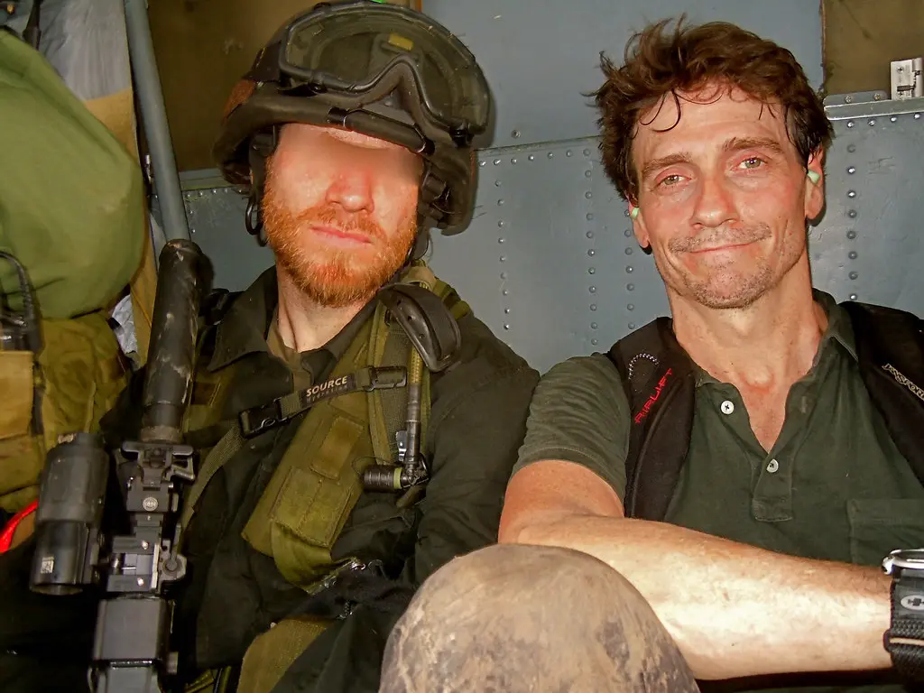 With a soldier after a mission