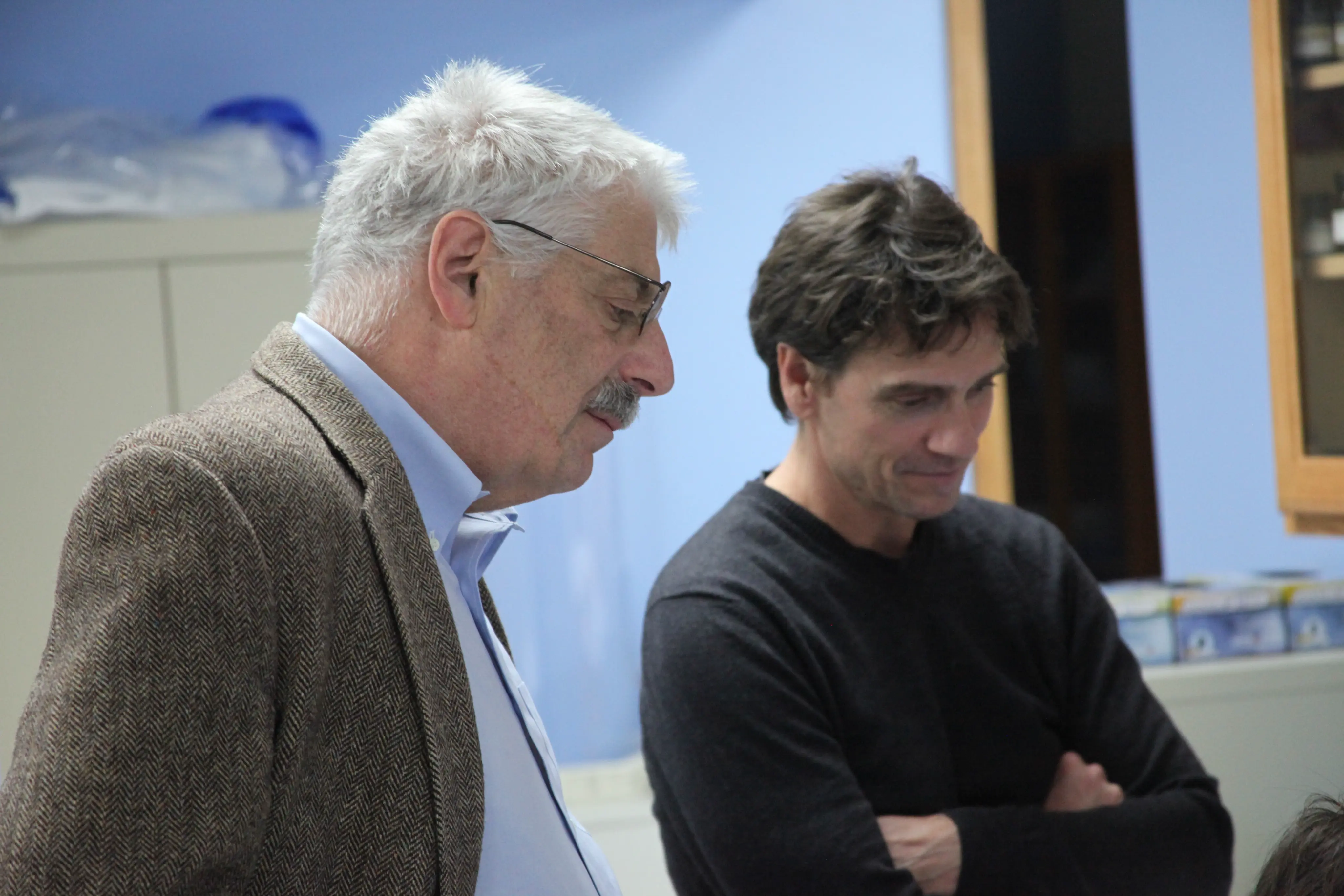 In conversation during a production meeting