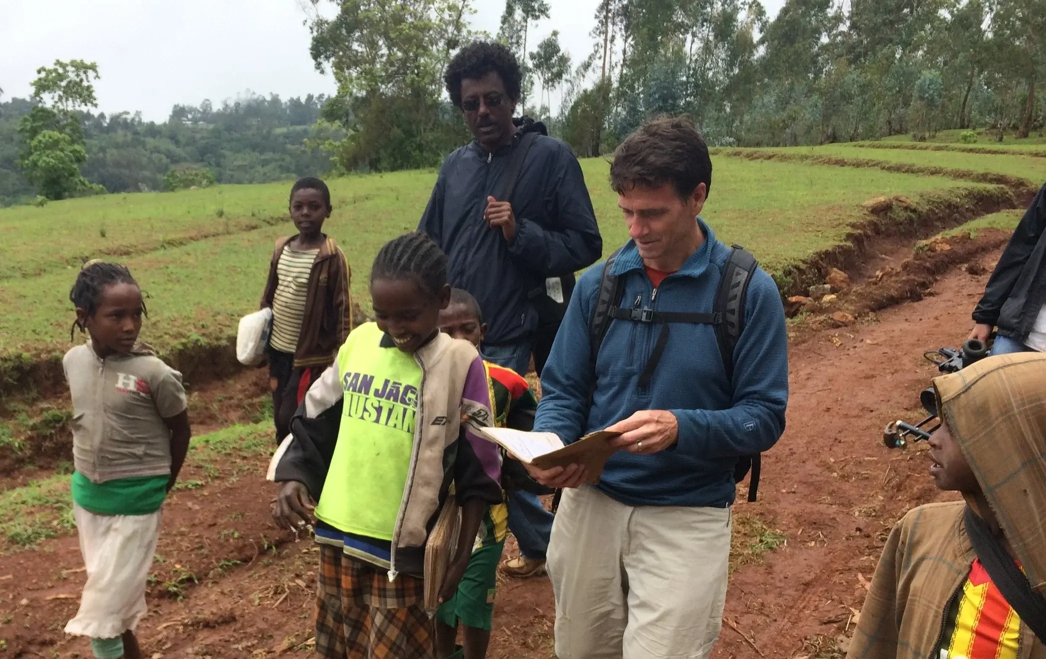 Steven Hoggard with Ethiopian school students